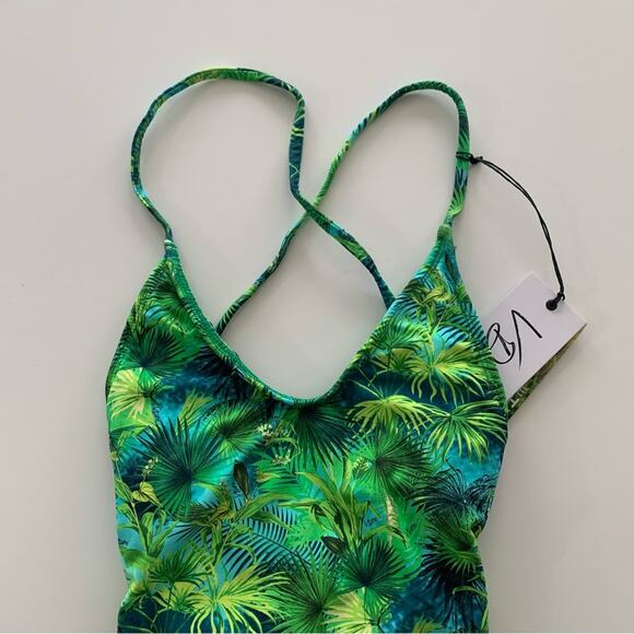 VDM Revolve Savannah Tropical Green One Piece Swimsuit Lace Up Back Bathing Suit - Picture 3 of 11